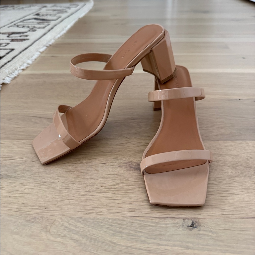 By Far Nude Open Toe Sandal With Block Heel